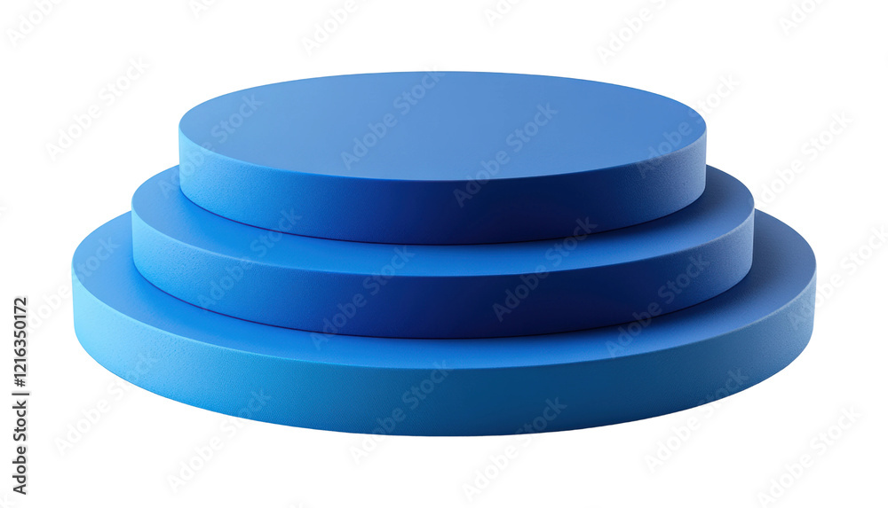 Three concentric blue platforms create a striking visual contrast in a minimalist setting showcasing design elegance isolated on transparent background Three concentric blue platforms create a striking visual contrast in a minimalist setting showcasing design elegance isolated on transparent background