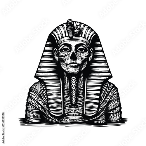 Illustration of an Egyptian Mummy in Vector Line Art