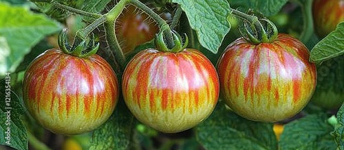 Vibrant Tigerella Tomatoes on the Vine