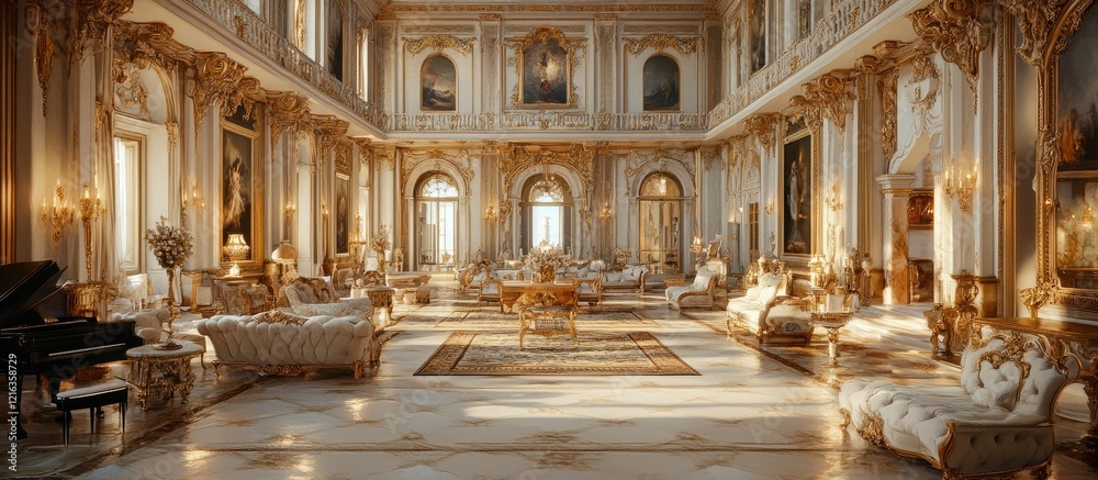 Obraz premium Opulent Grand Hall: A Luxurious Palace Interior