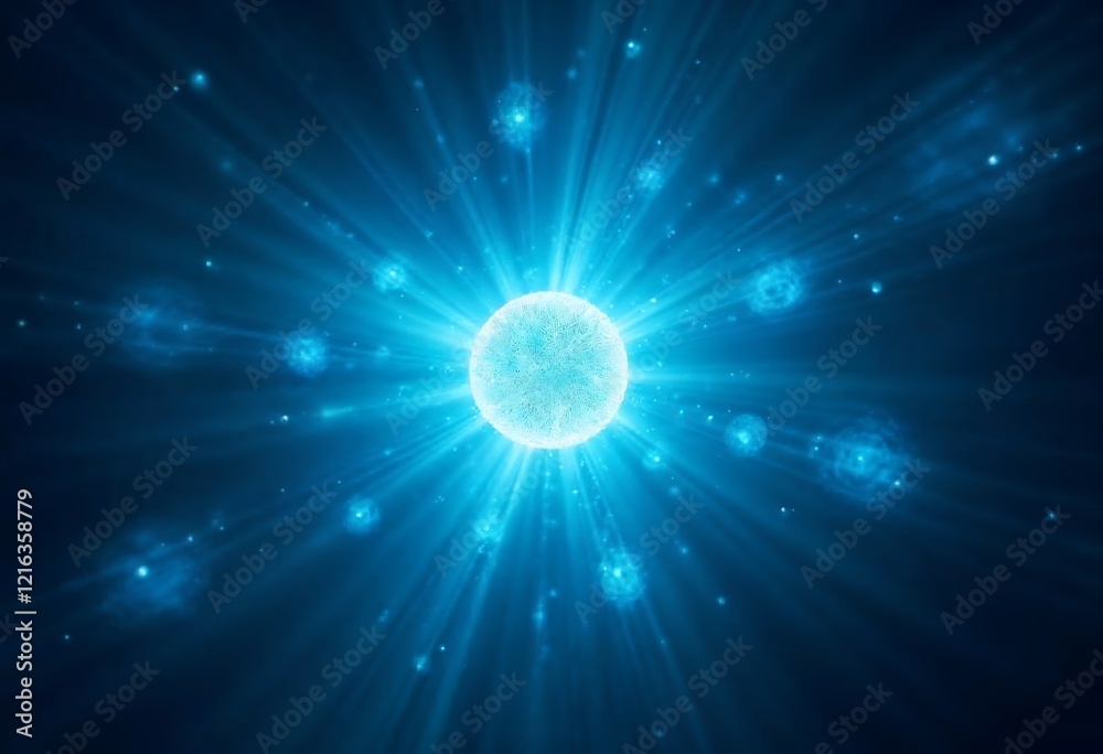 Fototapeta premium Stunning Blue Energy Orb Explosion Digital Art