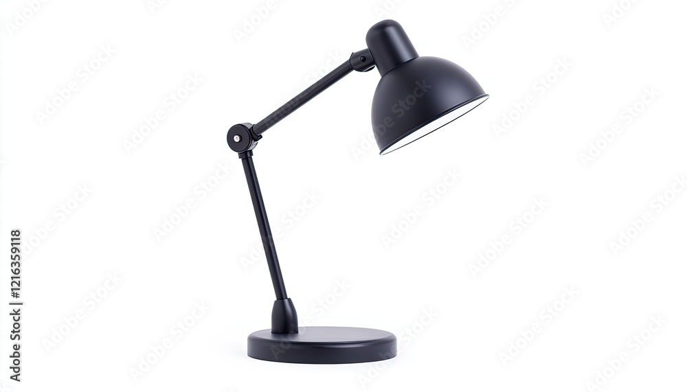 Sleek black desk lamp illuminated on a minimalist workspace, enhancing productivity and style Sleek black desk lamp illuminated on a minimalist workspace, enhancing productivity and style