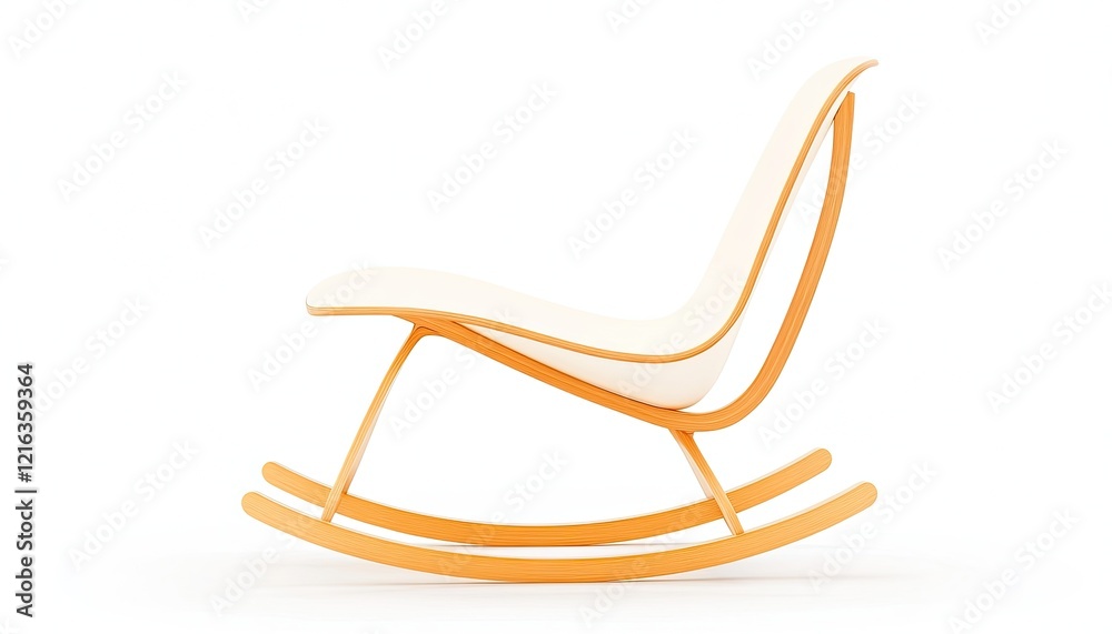 Modern rocking chair design featuring a sleek silhouette against a minimalist white background