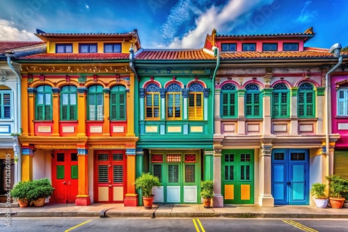 Colorful Shophouses Koon Seng Road Singapore Architectural Beauty photo