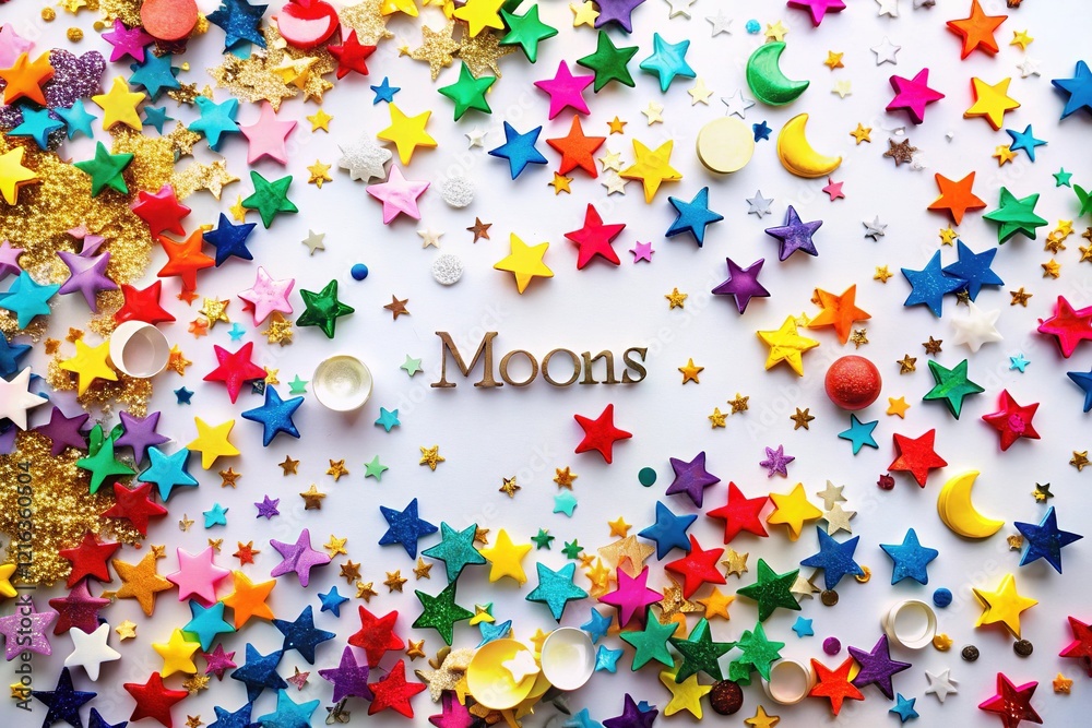 Cosmic Confetti: Tiny Moons & Stars Flat Lay Cosmic Confetti: Tiny Moons & Stars Flat Lay