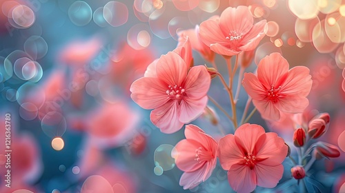 a blurry photo of a plant with pink flowers background