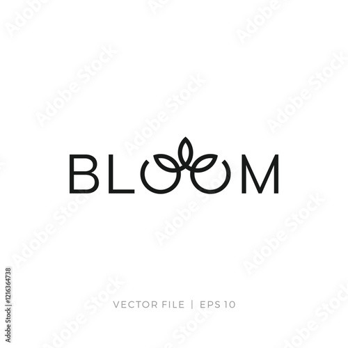 wordmark BLOOM flower leaf elegant logo