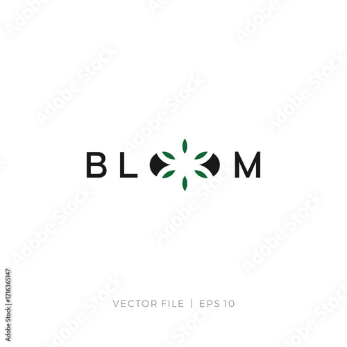 wordmark BLOOM flower leaf logo