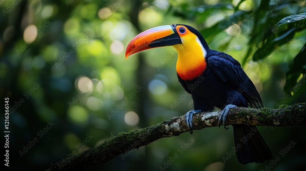 Fototapeta premium A Vibrant Toucan in its Lush Rainforest Habitat
