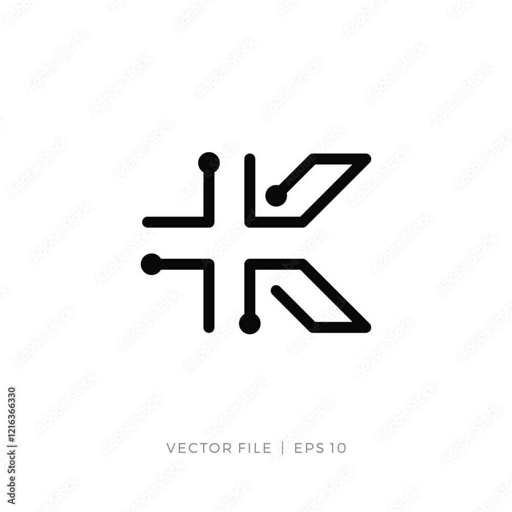 initial letter K connect cross sign logo initial letter K connect cross sign logo