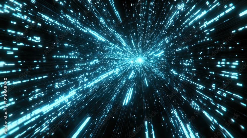 Abstract digital background featuring dynamic lines and glowing particles in varying shades of blue. Abstract digital background featuring dynamic lines and glowing particles in varying shades of blue.