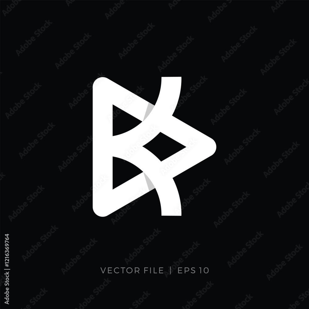 Obraz premium initial letter K triangle play button logo