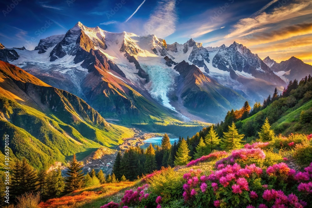 Obraz premium Mont Blanc Massif, Chamonix, France - Breathtaking Alpine Scenery