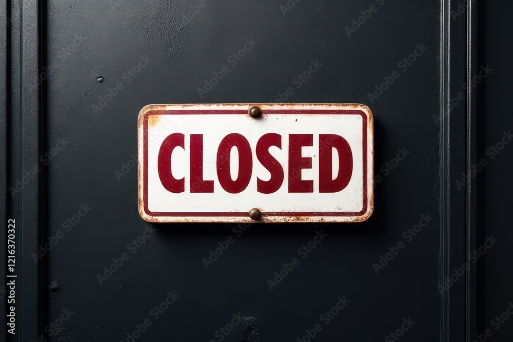 Bright Black Wall with Closed Sign, Indicating Today's Closure Bright Black Wall with Closed Sign, Indicating Today's Closure