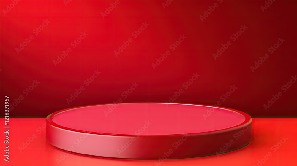 A simple red podium against a matching background, ideal for display purposes. A simple red podium against a matching background, ideal for display purposes.