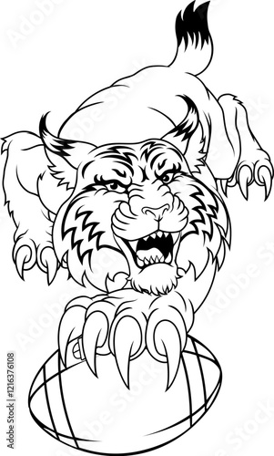 A wildcat or bobcat animal American football sports team cartoon mascot