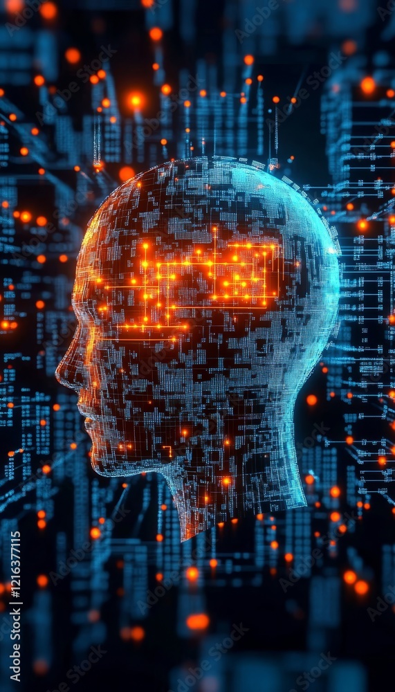 custom made wallpaper toronto digitalArtificial Intelligence. Deep Learning Neural Networks Human Head Profile Digital Technology, Brain