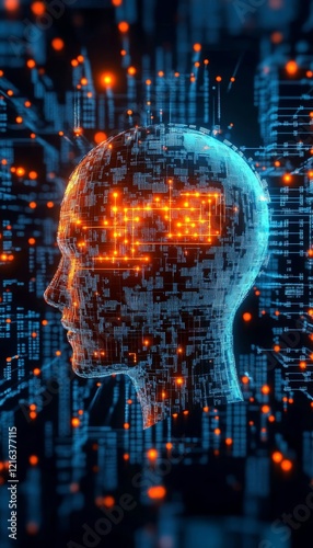 Wallpaper Mural Artificial Intelligence. Deep Learning Neural Networks Human Head Profile Digital Technology, Brain Torontodigital.ca