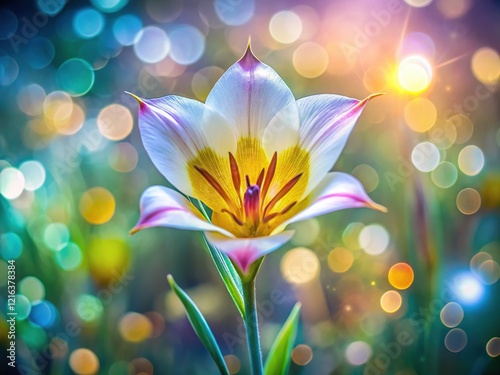 Utah's Sego Lily: Double exposure floral art, showcasing the state flower. photo