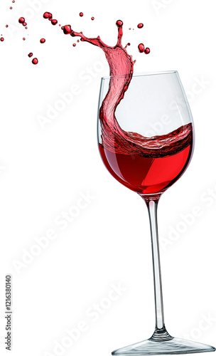 red wine pouring into glass isolated on white background