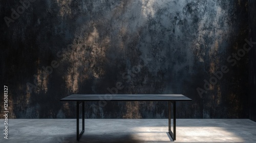 a table with a black top and a black base
