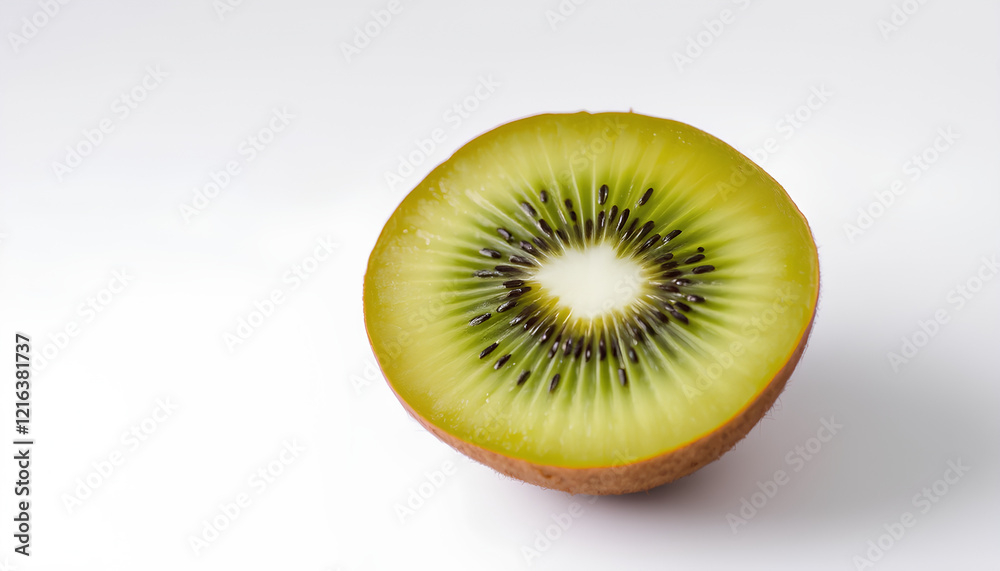 A fresh slice of ripe kiwi fruit isolated on white background A fresh slice of ripe kiwi fruit isolated on white background