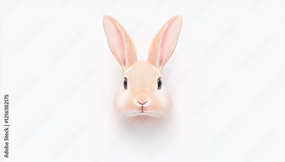 A close-up of a cute rabbit's face against a minimalistic white background, ideal for animal-themed designs A close-up of a cute rabbit's face against a minimalistic white background, ideal for animal-themed designs