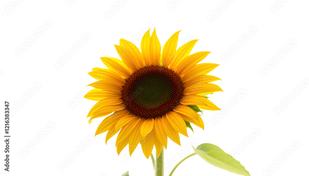 Obraz premium Single sunflower isolated on white background