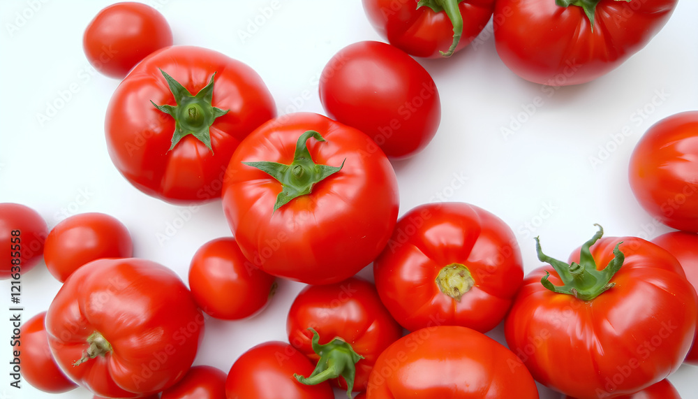 Fresh ripe tomatoes on the vine with a white background Fresh ripe tomatoes on the vine with a white background