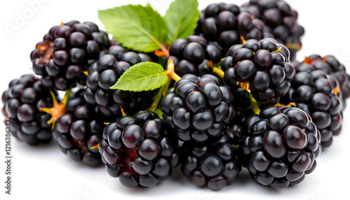 A fresh blackberry on a white background
