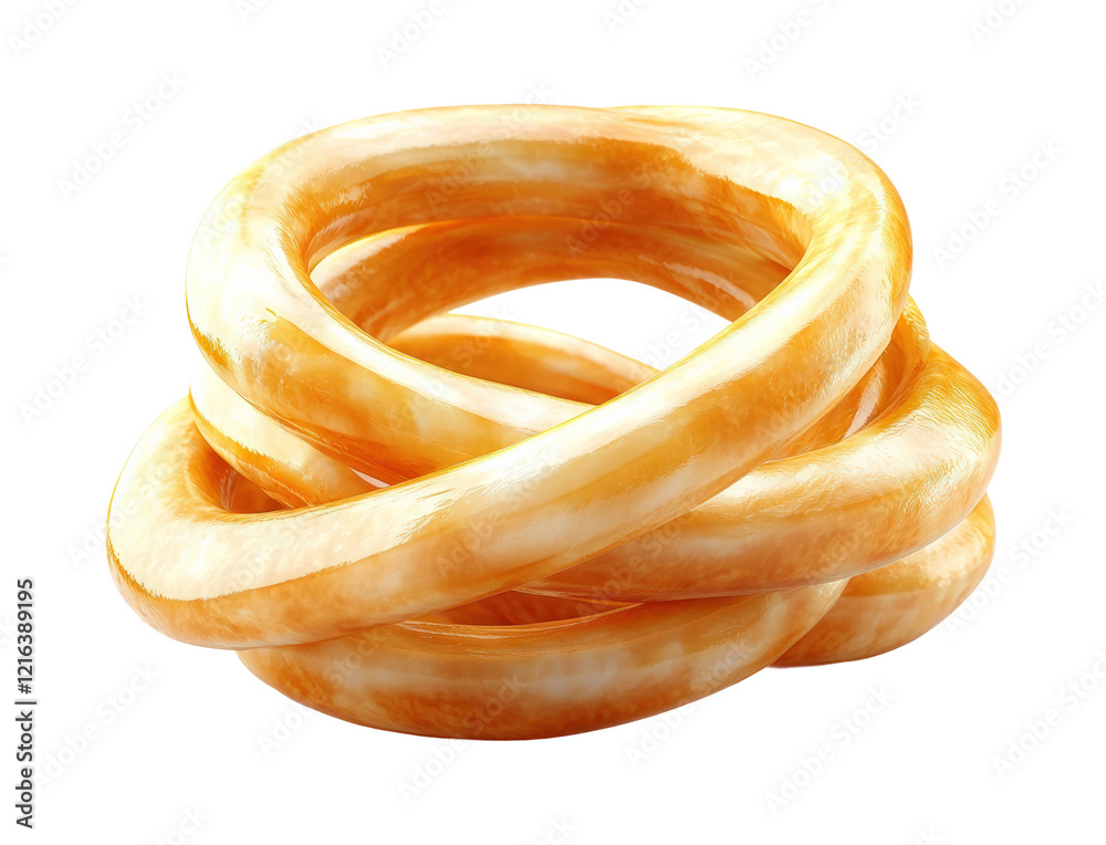 Colorful and whimsical twisted rings create a captivating centerpiece in bright sunshine isolated on transparent background