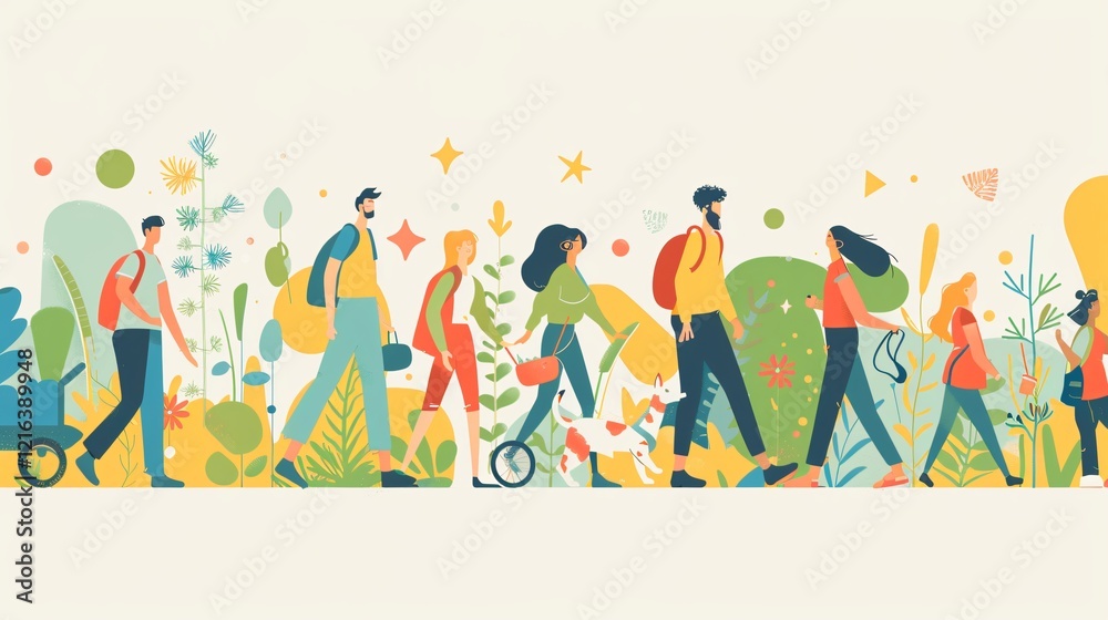 Fototapeta premium Summer Time People Flat Vector Illustration