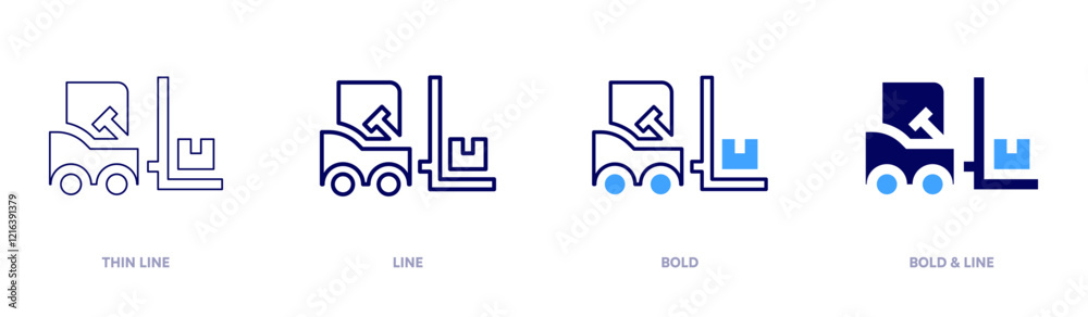 Forklifts icon in 4 different styles. Thin Line, Line, Bold, and Bold Line. Duotone style. Editable stroke Forklifts icon in 4 different styles. Thin Line, Line, Bold, and Bold Line. Duotone style. Editable stroke