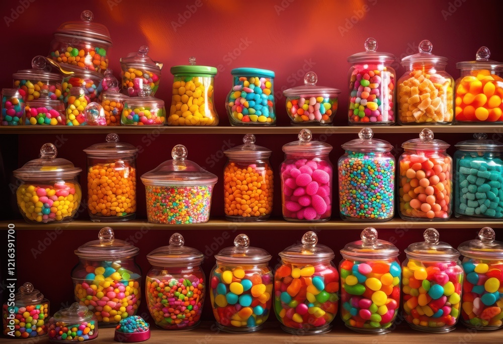 Fototapeta premium vibrant close assorted colorful candy jars displaying delightful collection sweet treats various shapes colors, rainbow, lgbtq, lgbt, pride, love, equality
