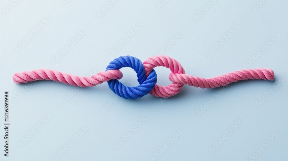 Color contrast in studio pastel pink & lavender ropes close-up Color contrast in studio pastel pink & lavender ropes close-up