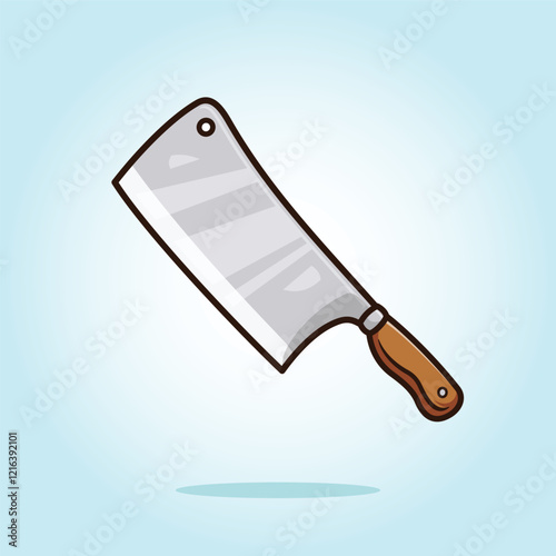 Meat butcher knife with wooden handle. kitchen set vector icon cartoon illustration clip art