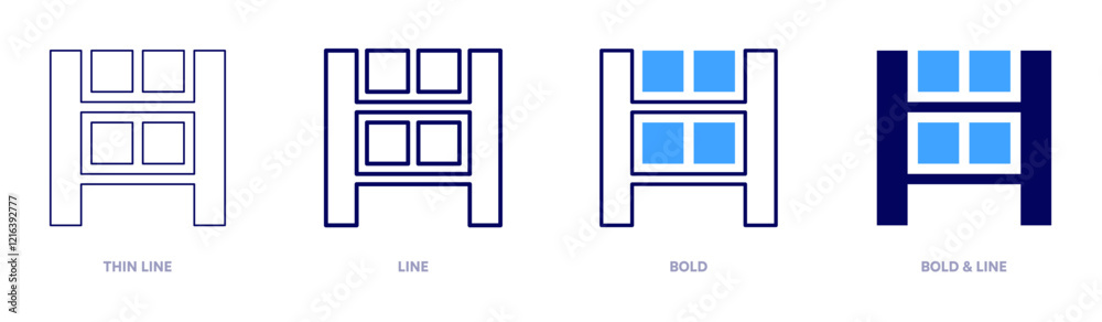 Logistics shelf icon in 4 different styles. Thin Line, Line, Bold, and Bold Line. Duotone style. Editable stroke Logistics shelf icon in 4 different styles. Thin Line, Line, Bold, and Bold Line. Duotone style. Editable stroke