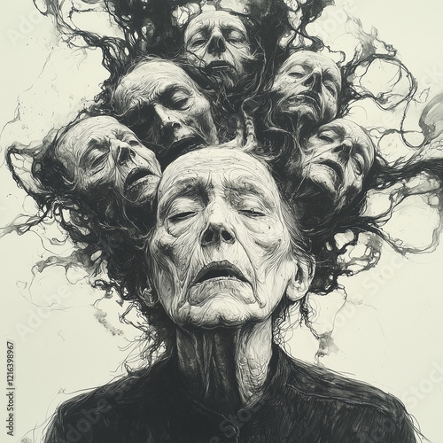 Psychatric and mental disorder illustrated photo