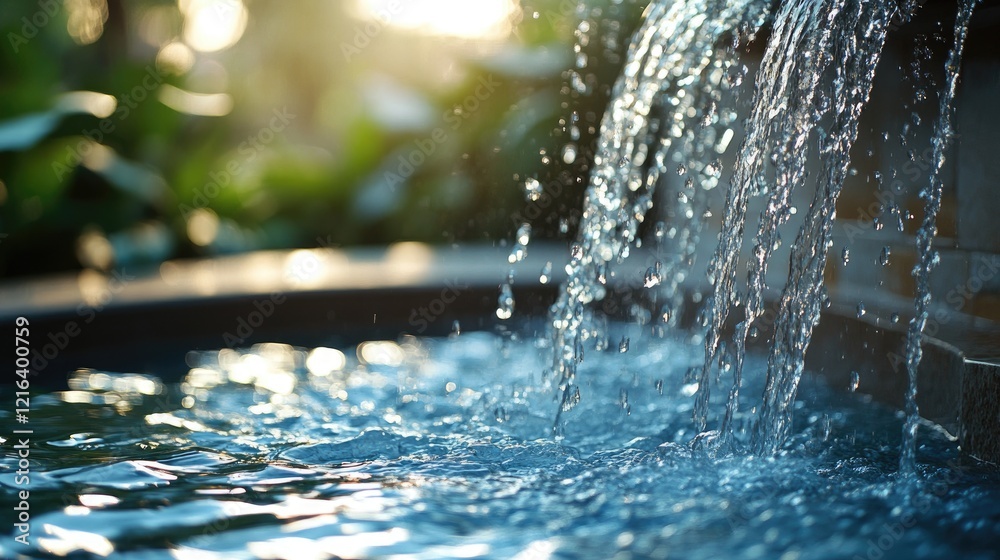 A tranquil pool scene featuring a gentle waterfall cascading into clear blue water. A tranquil pool scene featuring a gentle waterfall cascading into clear blue water.