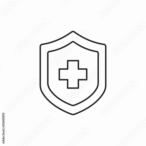medical cross shield icon vector sign