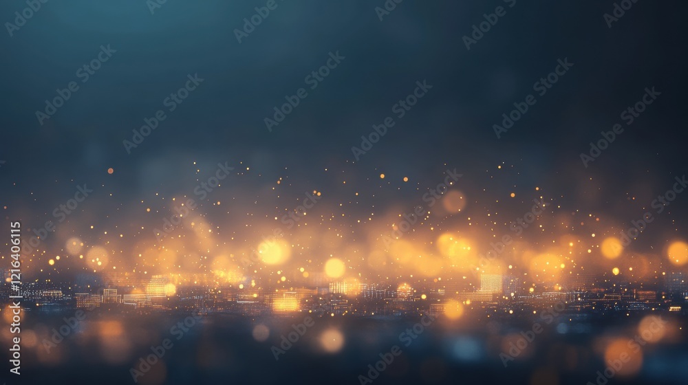 Fototapeta premium Glowing bokeh lights against dark background creating magical atmosphere