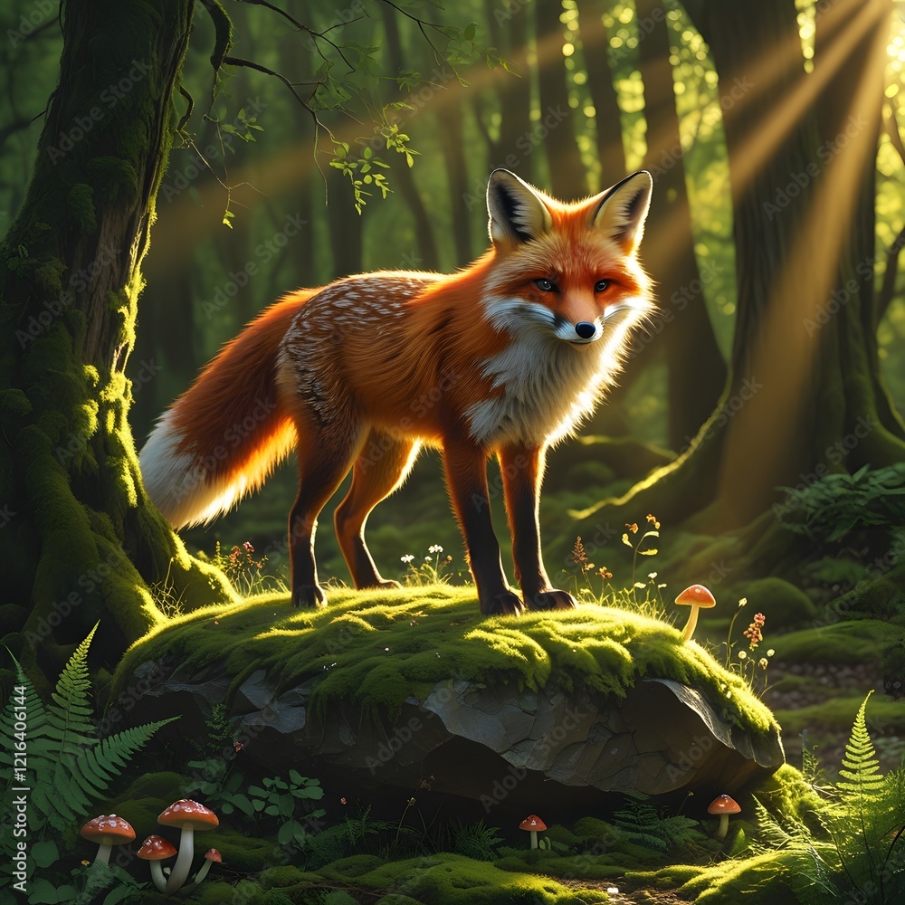 Obraz premium red fox in the sunrise