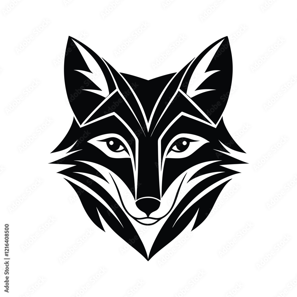 Obraz premium Geometric Fox Head Logo silhouette vector illustration