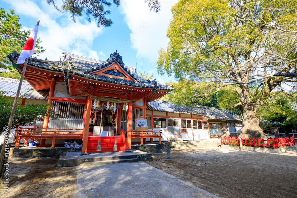 冬の八幡奈多宮 大分県杵築市 HachimanNada Shrine in winter. Ooita Pref, Kitsuki City. 冬の八幡奈多宮 大分県杵築市 HachimanNada Shrine in winter. Ooita Pref, Kitsuki City.
