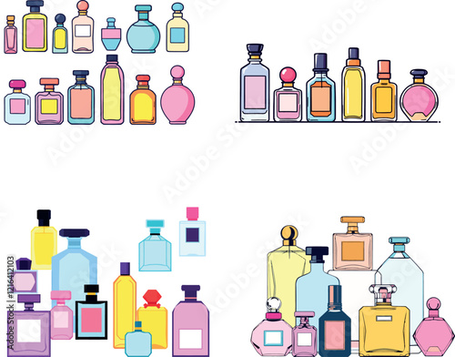 Colorful perfume bottles collection showcasing variety of fragrances