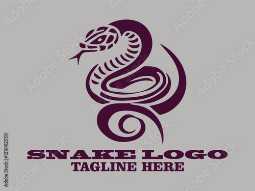 Dark purple cobra design with raised hood, suitable for printed materials vector illustration of snake containing poisonous snake Snake logo with Symbol of Strength, snake tattoo Tribal Design