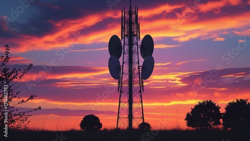 Telecommunication Tower at Sunset