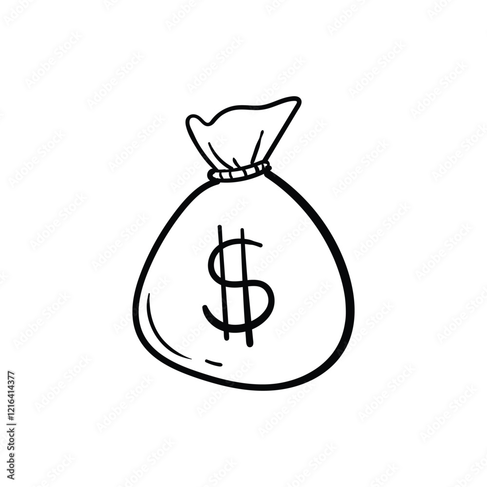 Hand drawn illustration of a dollar money bag wealth and finance Hand drawn illustration of a dollar money bag wealth and finance