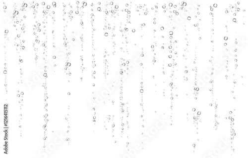 Oxygen air bubbles  flow  in water on white  background.