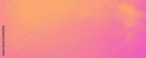 Trendy orange and pink halftone background. Dotted smoke clouds retro style. Abstract summer texture 